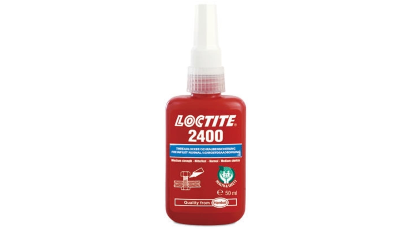 Frenafiletti Loctite 2400, resistenza Media, presa 2 h, col. Blu, Bottiglia da 50 ml