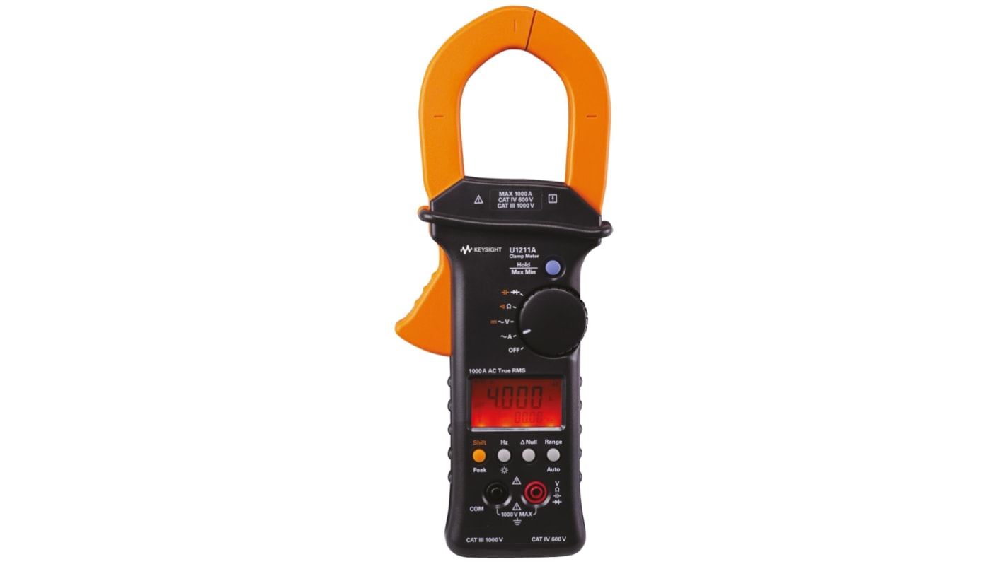 Keysight Technologies U1211A Clamp Meter Bluetooth, Max Current 1000A ac CAT III 1000 V, CAT IV 600 V