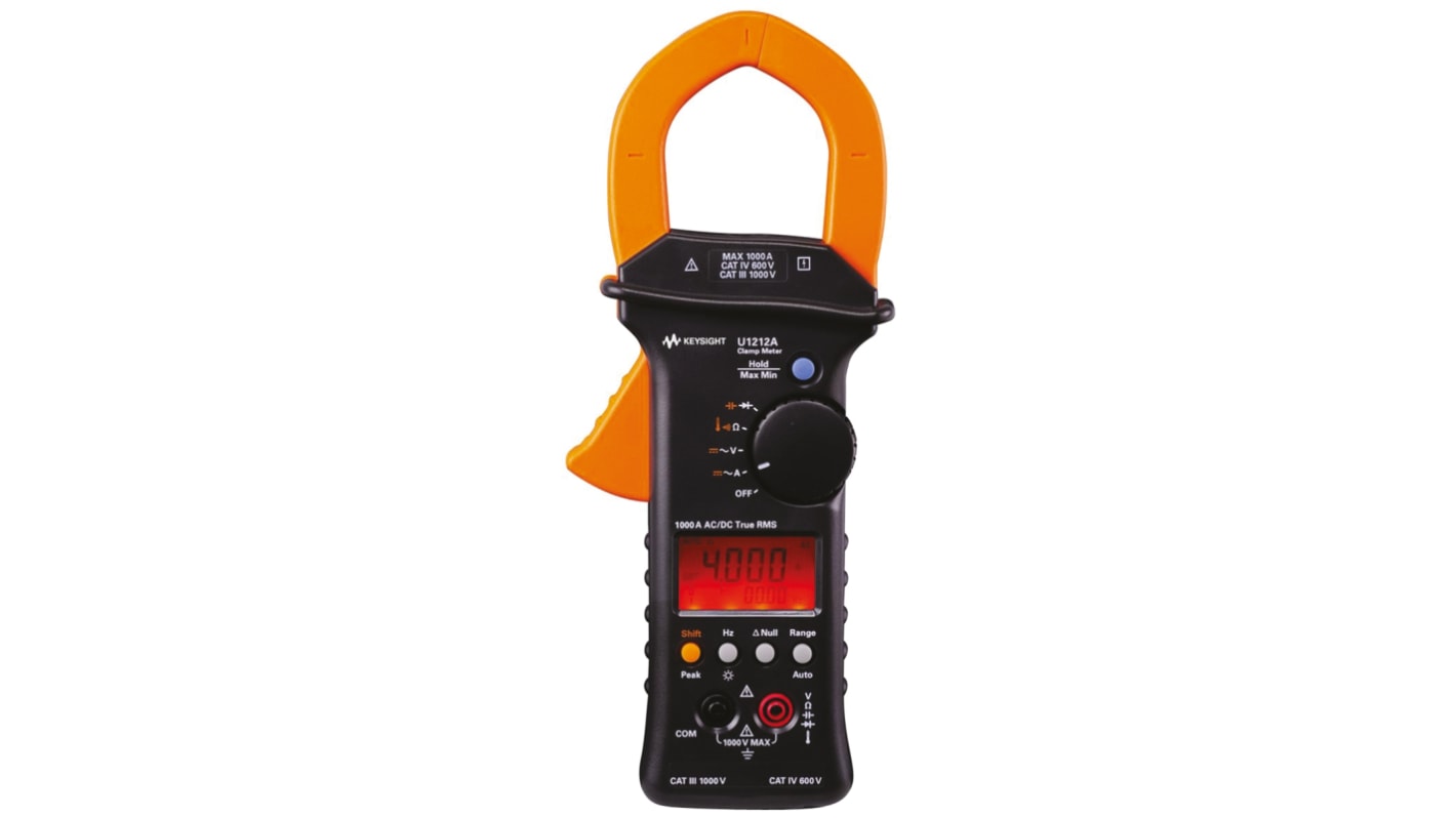 Keysight Technologies U1212A Clamp Meter Bluetooth, 1000A dc, Max Current 1000A ac CAT III 1000V With RS Calibration