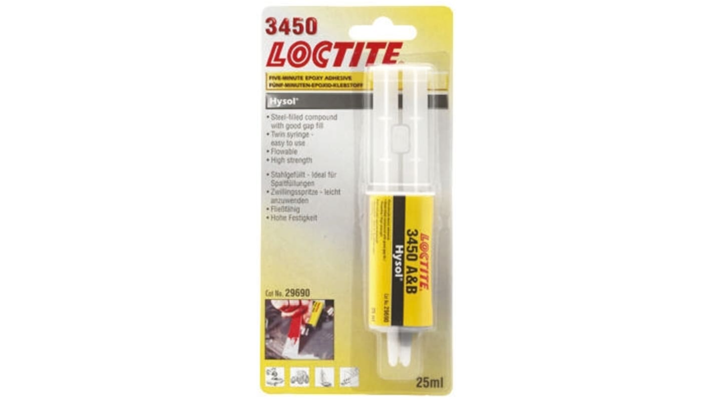 Adesivo epossidico Loctite 3450 Grigio, Doppia cartuccia da 25 ml, -55 → +100 °C, per metalli