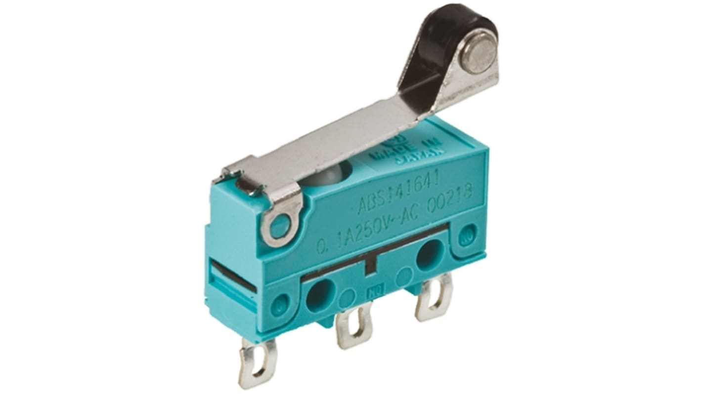 Panasonic Roller Lever Micro Switch, Solder Terminal, 100 mA @ 30 V dc, SP-CO, IP50