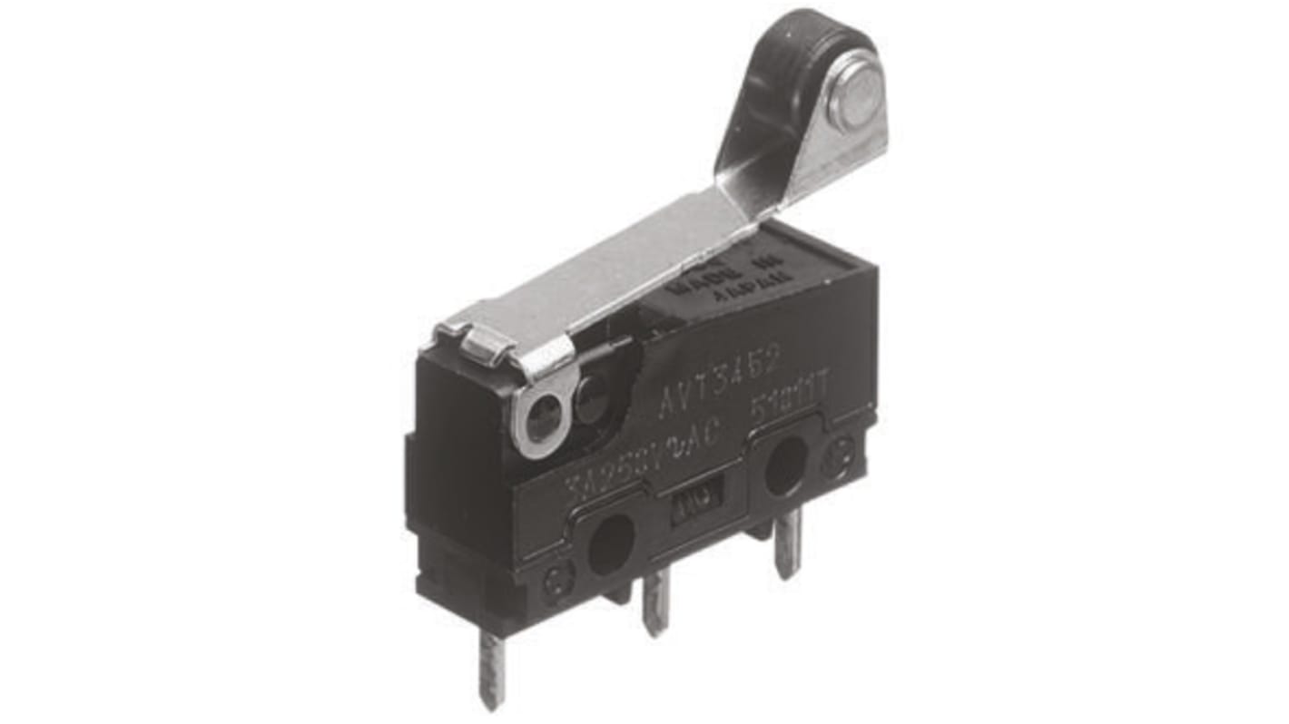 Panasonic Roller Lever Micro Switch, Solder Terminal, 3 A @ 250 V ac, SP-CO