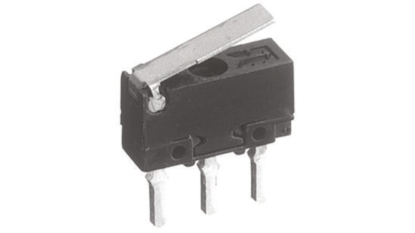 Mikrokapcsoló SP-CO, müködtető típusa: Zsanéros kar, 500 mA 30 V DC esetén
