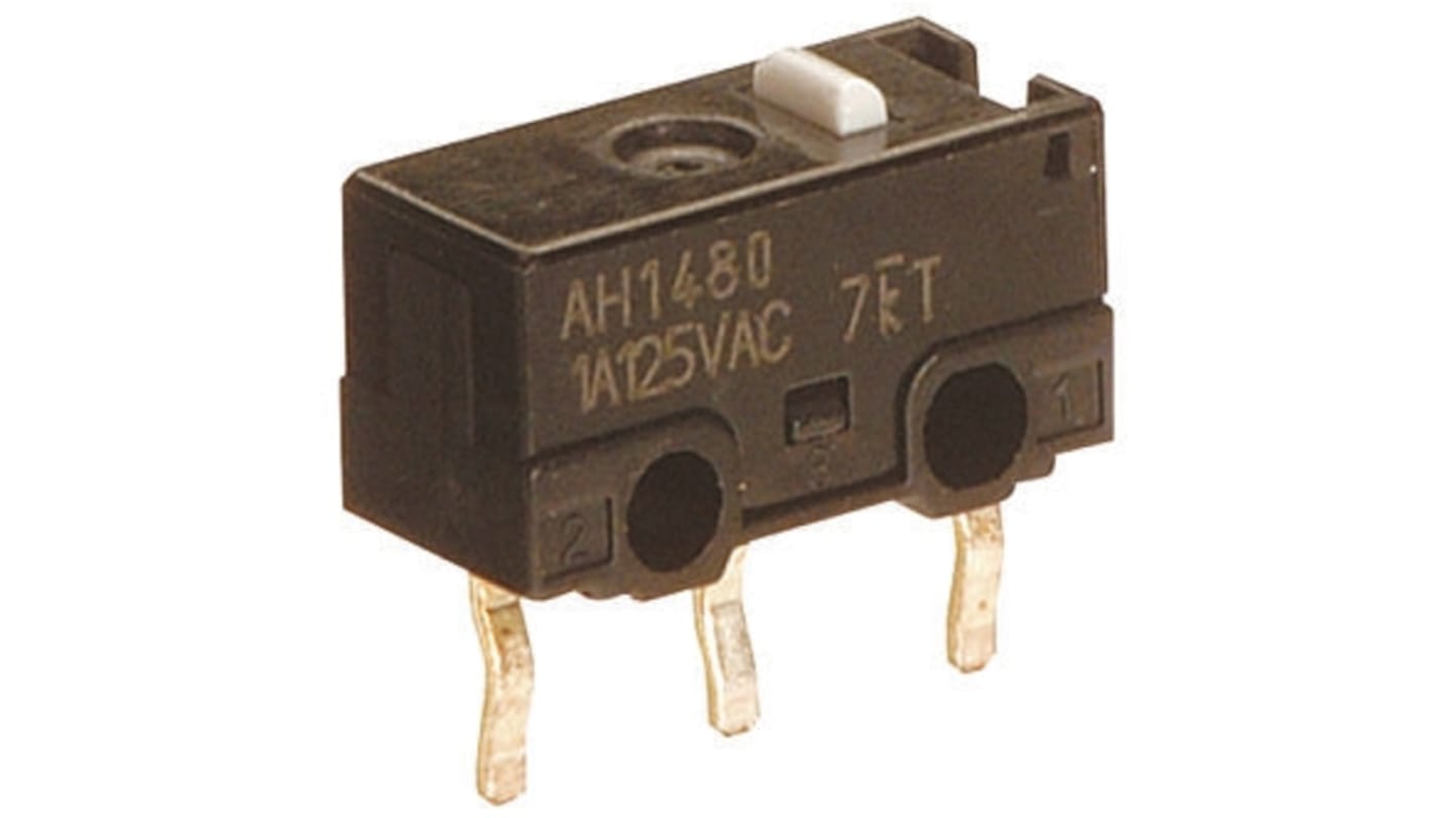 Mikrospínač SPDT, typ ovladače: Kolíkový plunžr 1 A při 30 V DC
