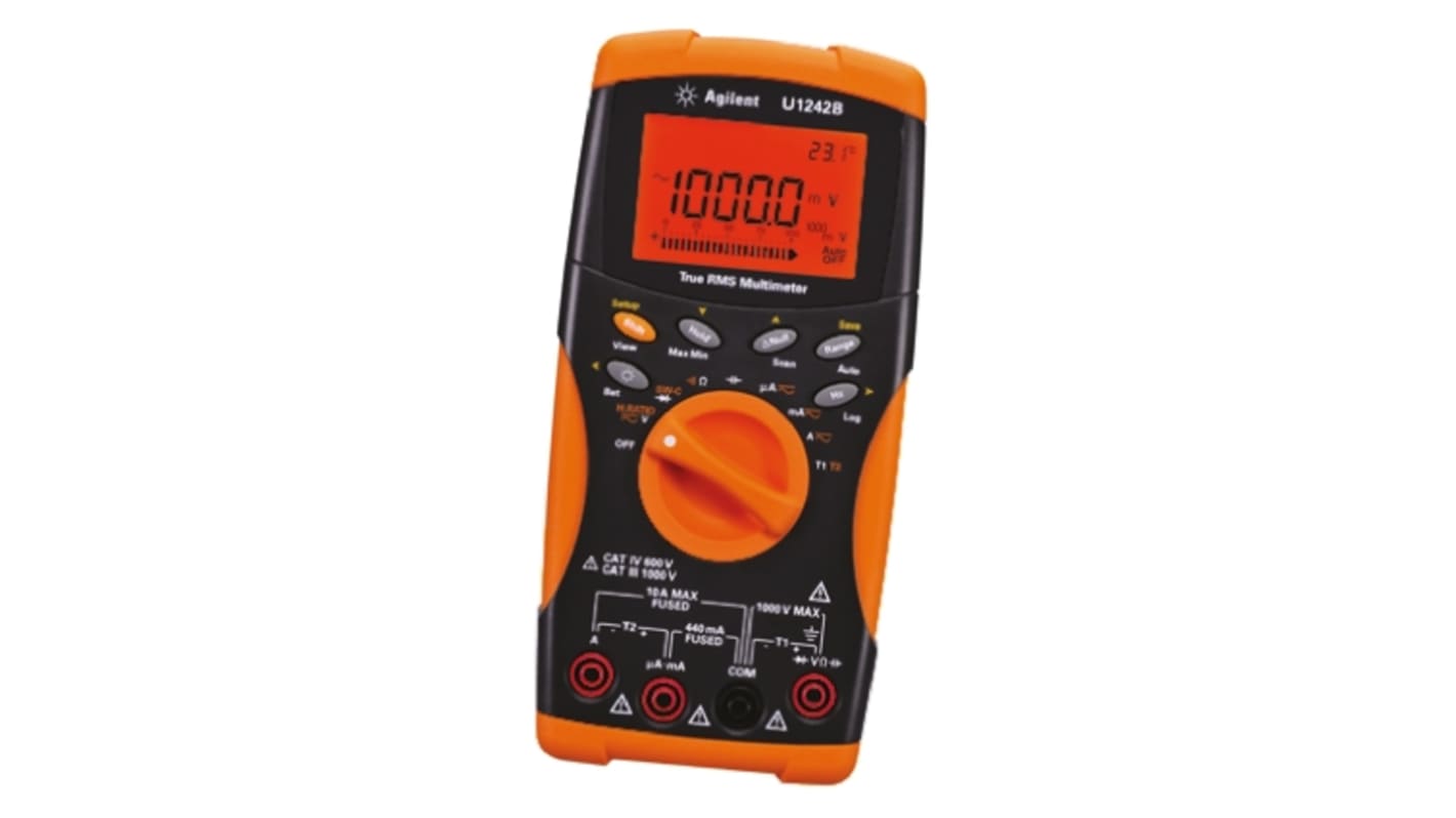 Keysight U1242B Hand LCD Digital-Multimeter, CAT III, CAT IV 1000V ac / 10A ac, 100MΩ, DKD/DAkkS-kalibriert