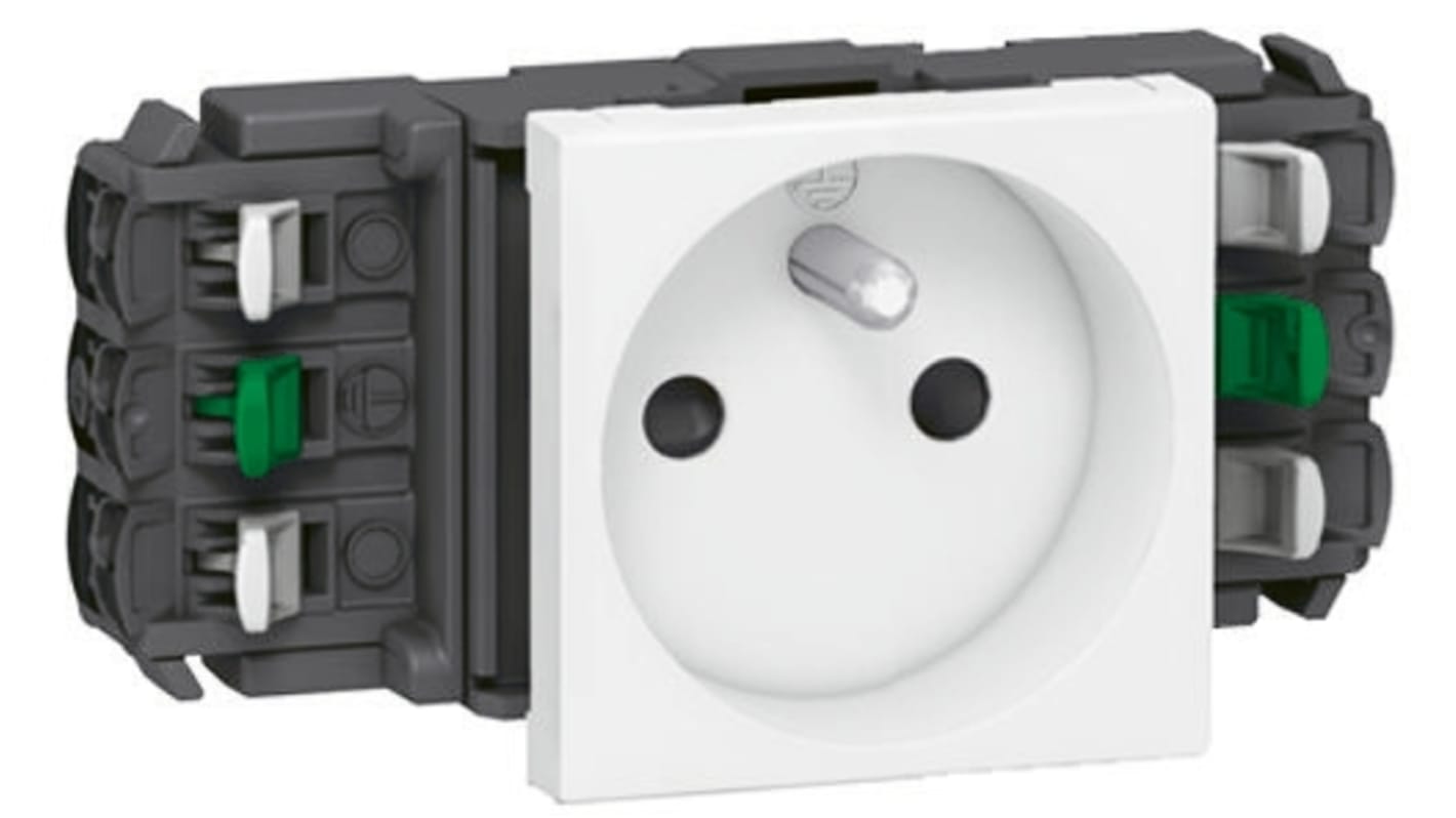 Legrand White 1 Gang Plug Socket, 16A, Type E - French, Indoor Use