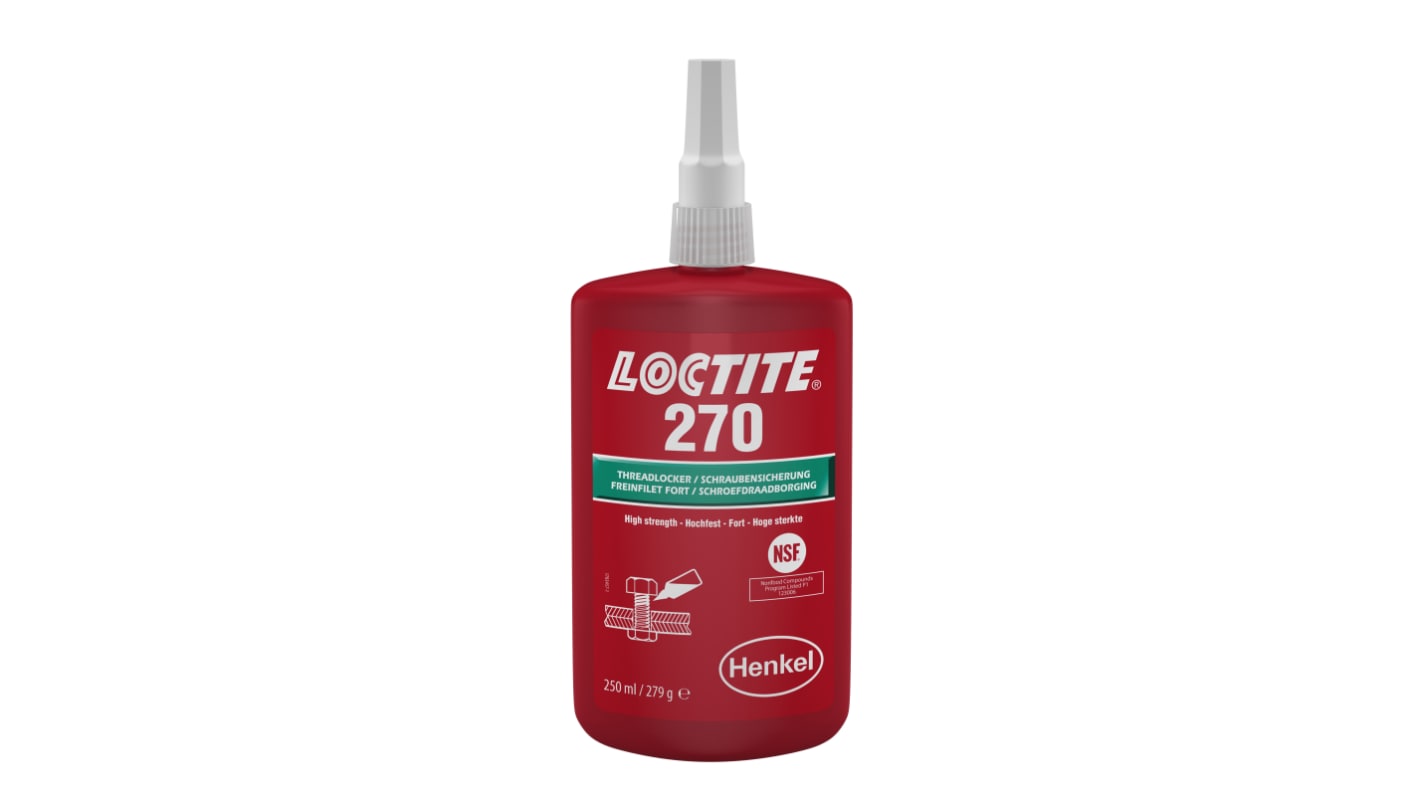 Frenafiletti Loctite 270, presa 6 h, col. Verde, Bottiglia da 250 ml