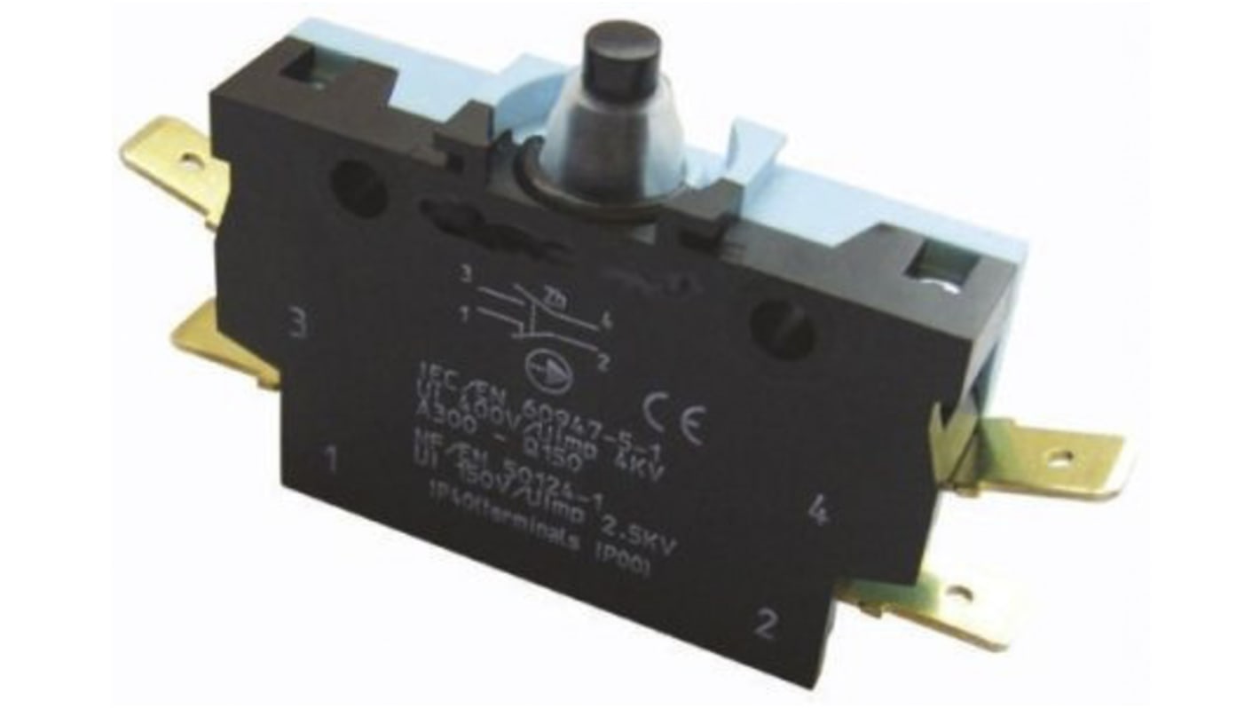 Crouzet Mikroschalter Stößel-Betätiger Schraub, 6 A @ 250 V ac, DT-Schließer/Öffner IP 40 4,5 N -50°C - +85°C