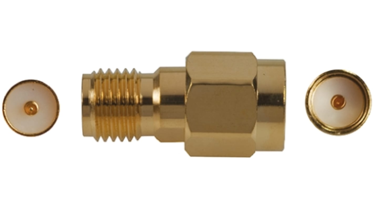 Adaptador de RF Amphenol RF SMA5071A1-3GT50G-50 50Ω, Macho Recto SMA a Hembra SMA Oro