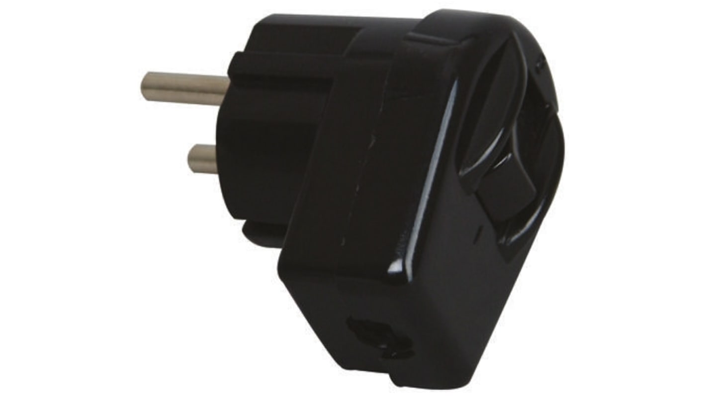 Kopp Black Cable Mount 2P Mains Connector Plug, Rated At 10A, 250 V