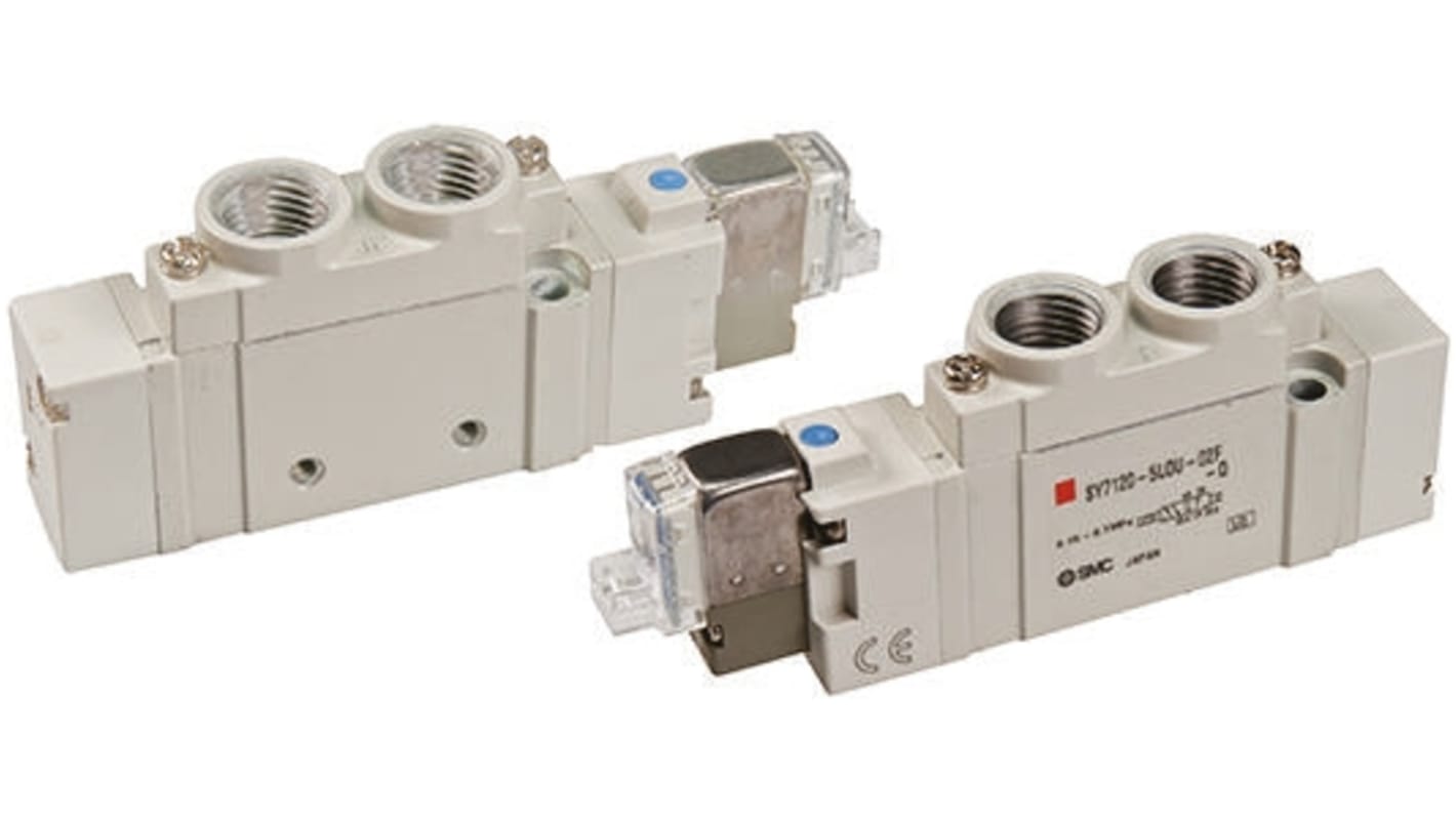 SMC 5/2 Pneumatic Solenoid Valve - Solenoid/Pilot G 1/4 SY7000 Series 24V dc