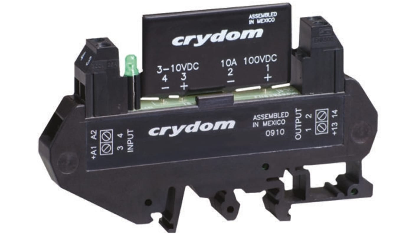 Sensata Crydom DRA1 CMX Series Solid State Interface Relay, 10 V dc Control, 3 A Load, DIN Rail Mount