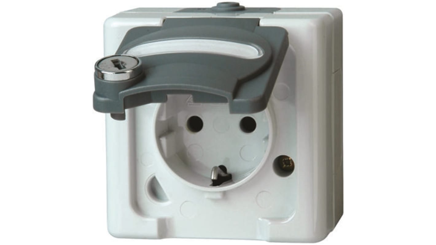 Kopp IP44 Grey Socket, Rated At 16A, 250 V