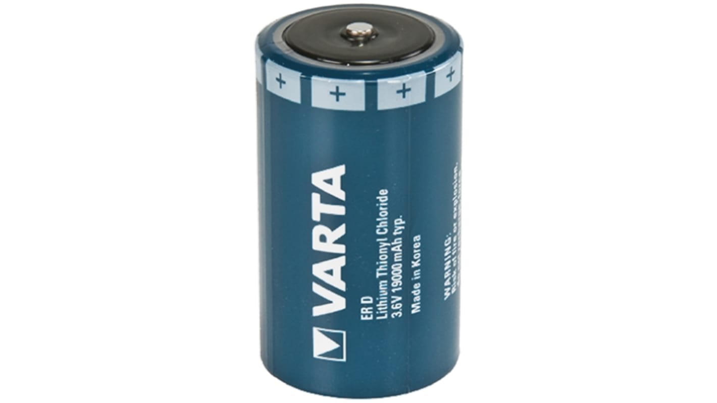 Batteria D Varta, Litio cloruro di tionile, 3.6V, 19Ah, terminale standard