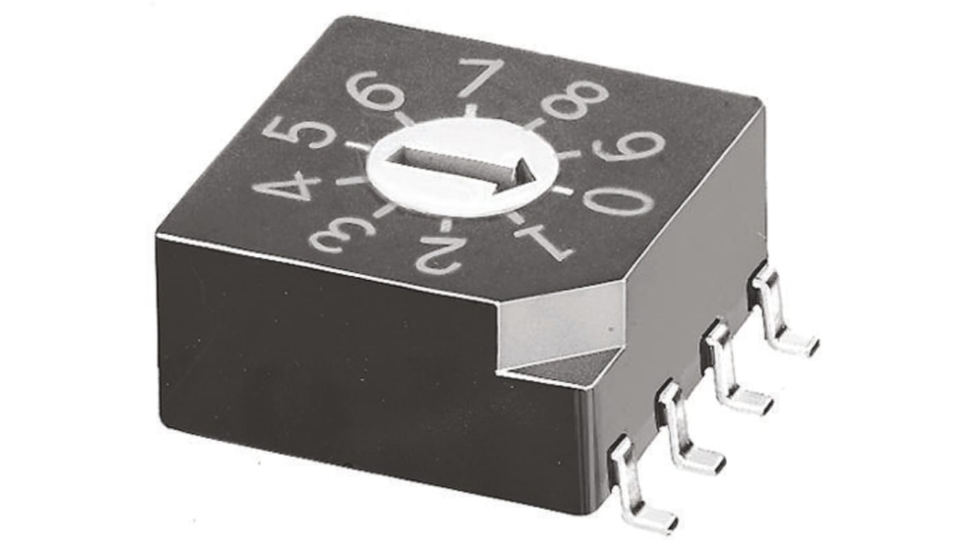 KNITTER-SWITCH 10 Way Surface Mount DIP Switch, Rotary Flush Actuator