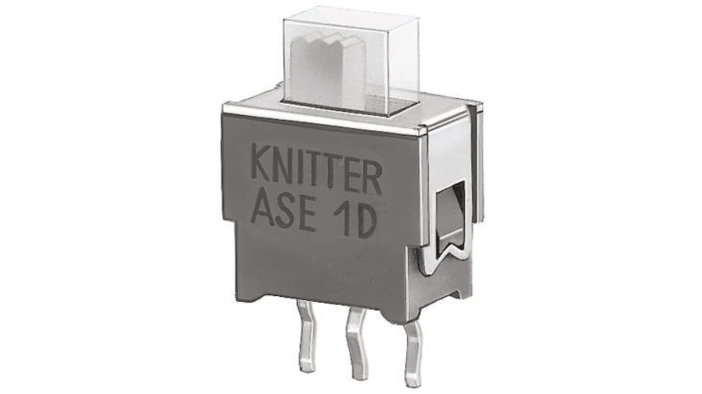 Commutateur à glissière, SPDT, On-Off-On, 50 mA, 48 V c.c., montage Circuit imprimé