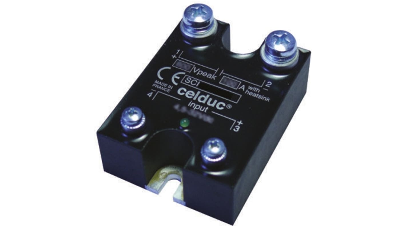 Celduc SCI Series Solid State Relay, 50 A Load, Panel Mount, 1200 V dc Load, 32 V dc Control