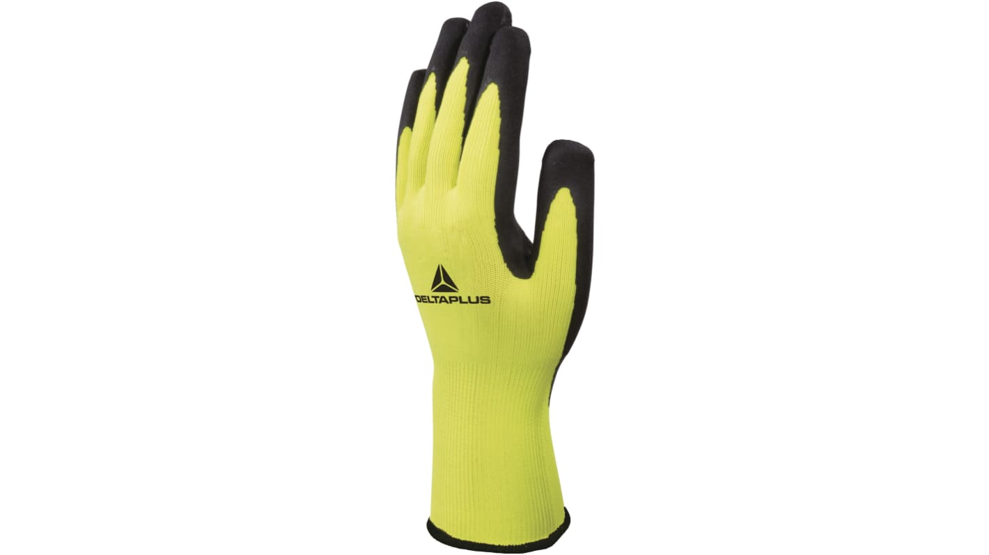 Delta Plus APOLLON Yellow Polyester General Purpose Work Gloves, Size 7, Small, Latex Foam Coating