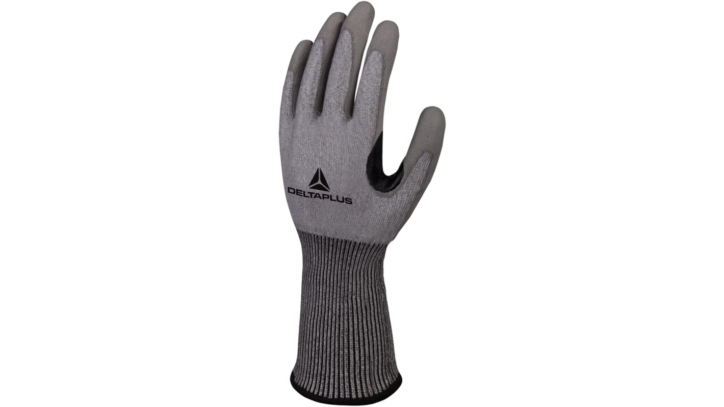 Delta Plus VECUTC02 Grey Polyurethane Cut Resistant Work Gloves, Size 7, Small, Polyurethane Coating