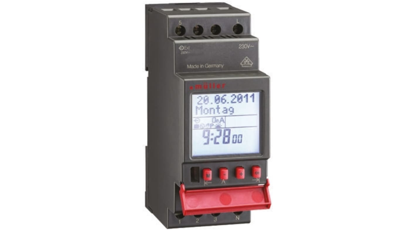 1 Channel Digital DIN Rail Time Switch Measures Minutes, 230 V ac