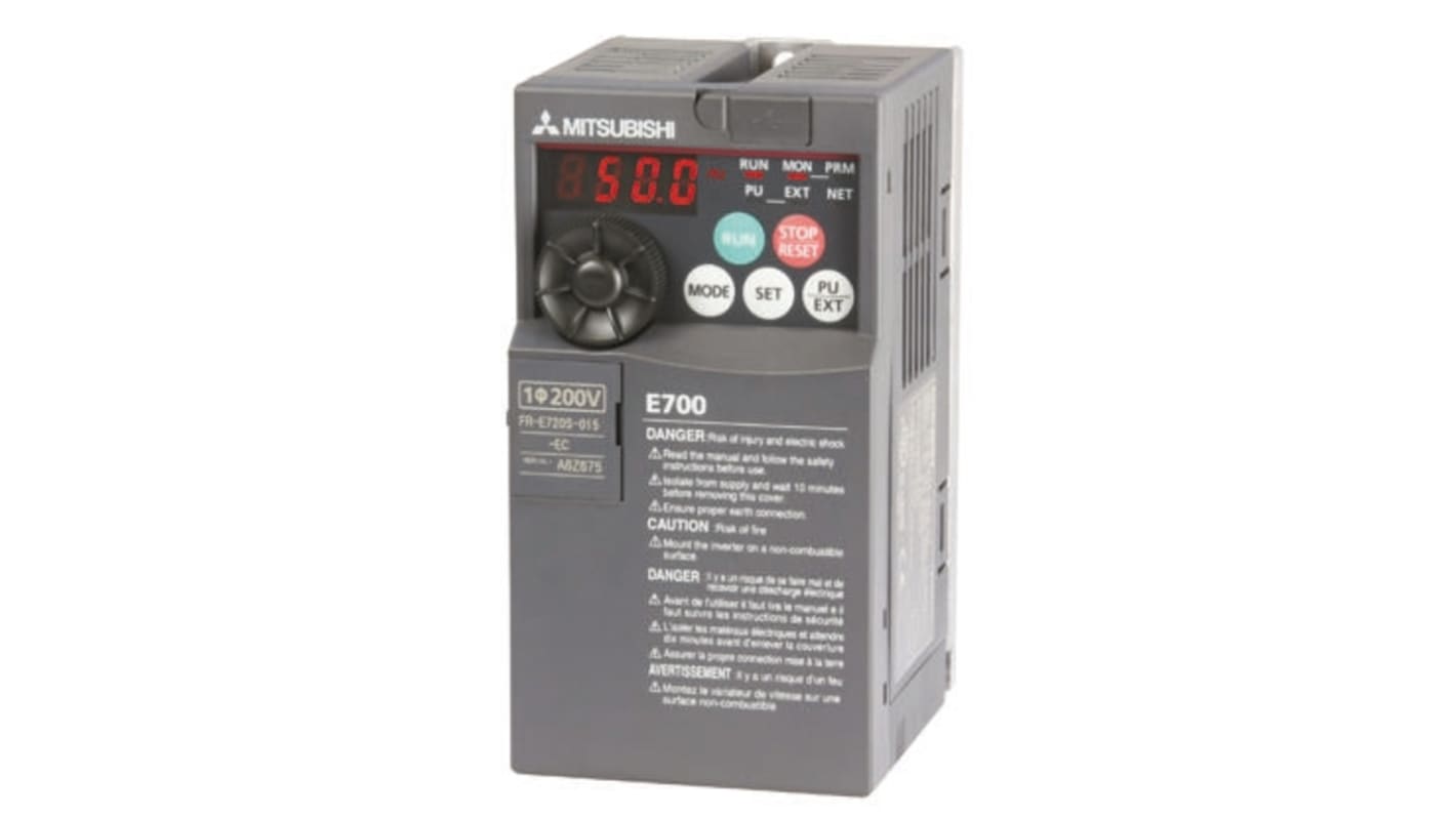 三菱電機 インバータ FR-E720, 230 V ac 0.8 kVA FR-E720-0.2K