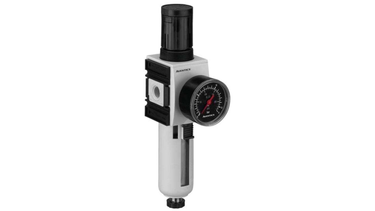 Filtro regulador EMERSON – AVENTICS serie AS2-FRE, G 1/4, grado de filtración 5μm, presión máxima 16bar, con purga