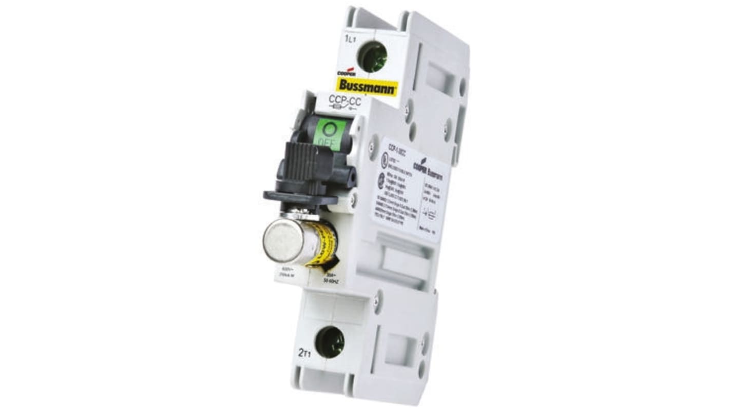 Eaton 30A Rail Mount Fuse Holder for 10 x 38mm Fuse, 1P, 600V ac