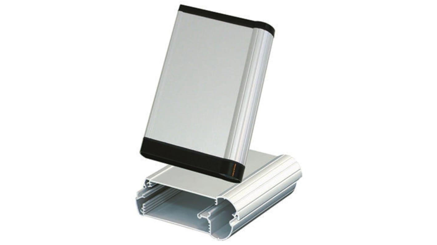 Caja portátil ROLEC de Aluminio Negro, Plateado, 200 x 138 x 100mm, con ventana para display, con compartimento