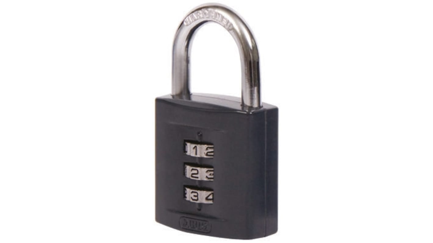 158/40 ABUS Combination Weatherproof Steel, Zinc Combination Padlock, 6.5mm Shackle, 42mm Body