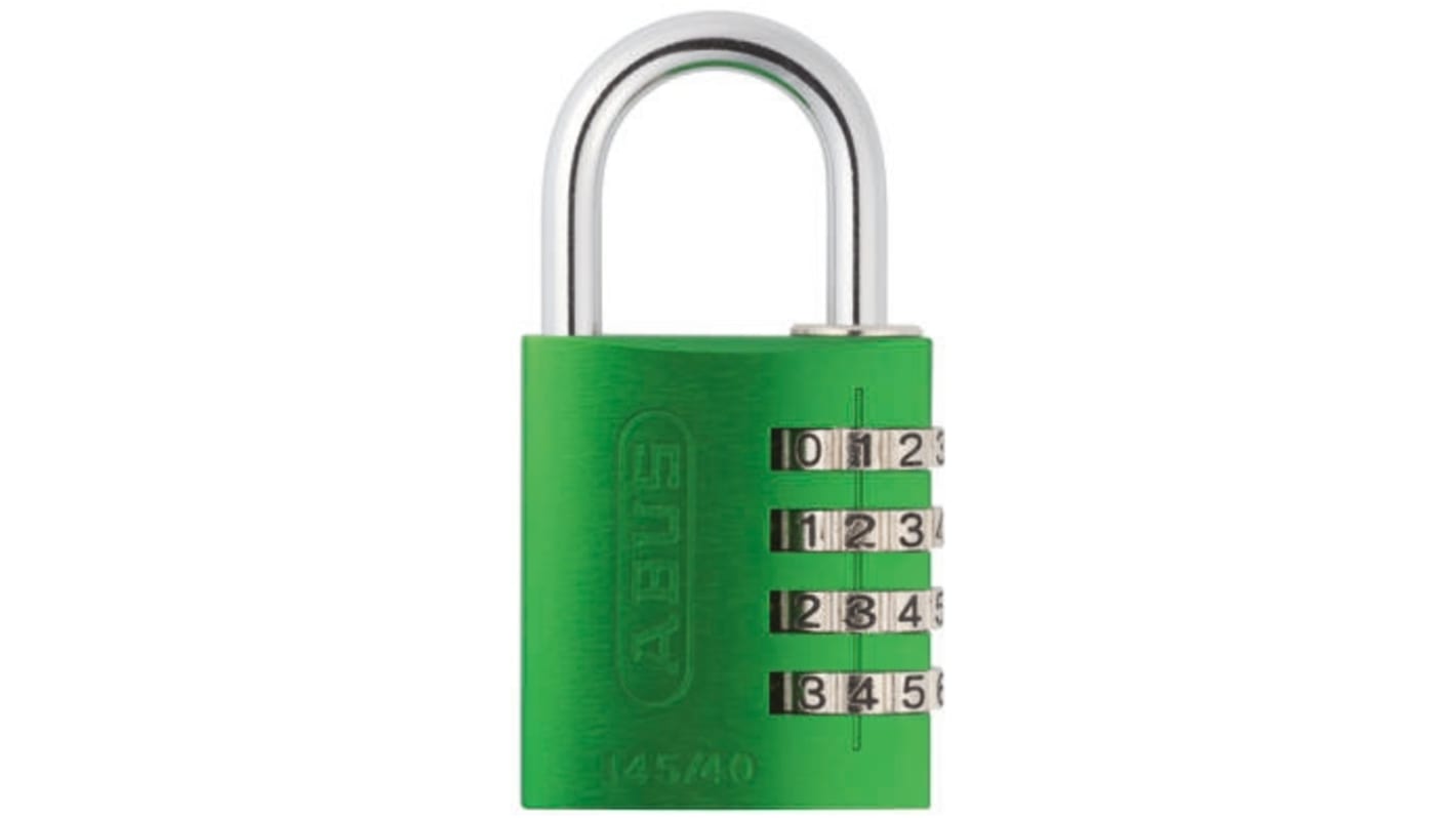 145/40 Green ABUS Combination Weatherproof Aluminium, Steel Safety Padlock, 6mm Shackle, 40mm