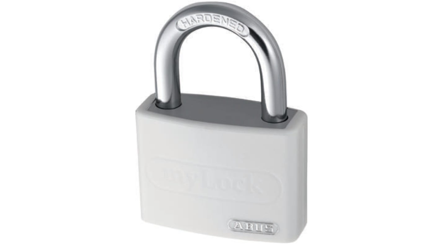 Lucchetto di sicurezza con chiave ABUS per uso interno ed esterno, anello da 6.5mm, L. 22.5mm, col Bianco