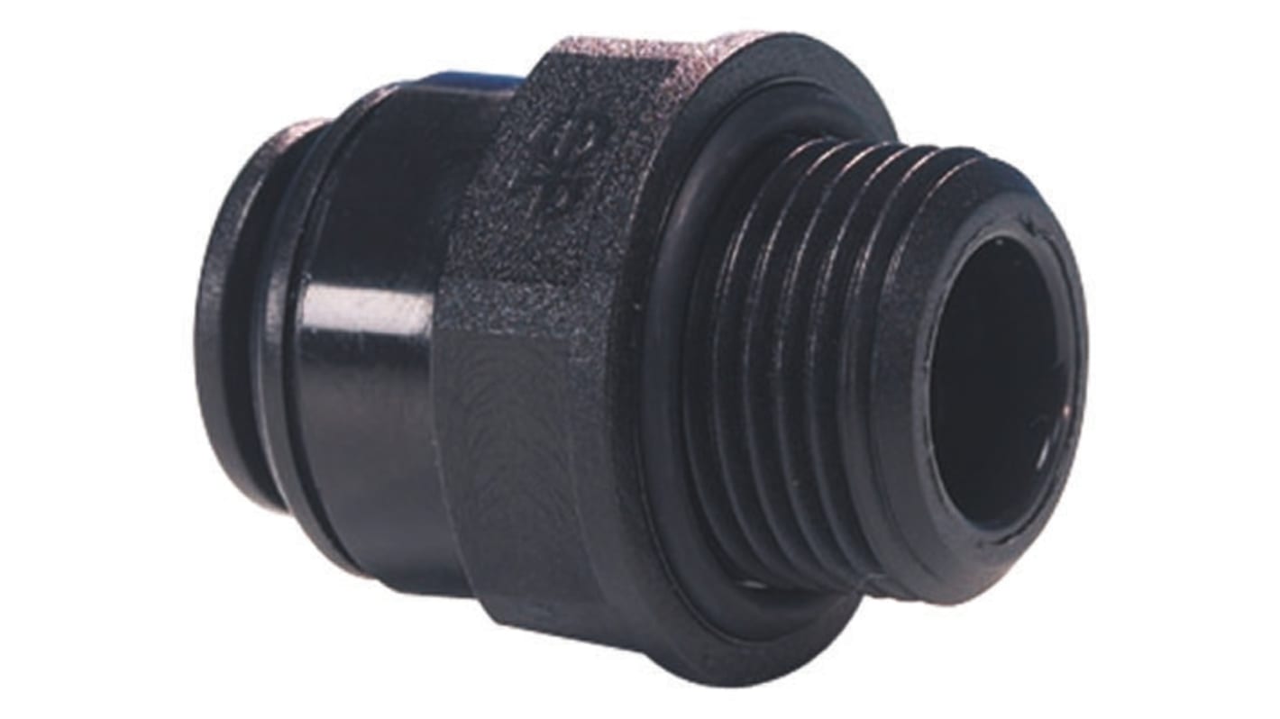 John Guest PM Series Straight Threaded Adaptor, R 1/8 Male to Push In 4 mm, Threaded-to-Tube Connection Style