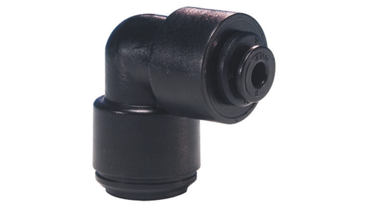 John Guest PM Series Elbow Tube-toTube Adaptor, Push In 10 mm to Push In 6 mm, Tube-to-Tube Connection Style