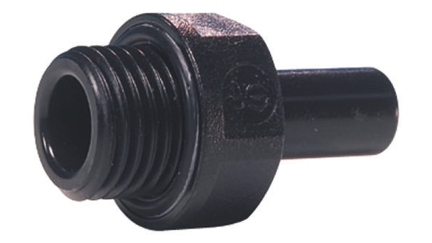 John Guest PM Series Straight Threaded Adaptor, G 1/8 Male to Push In 3.2 mm, Threaded-to-Tube Connection Style