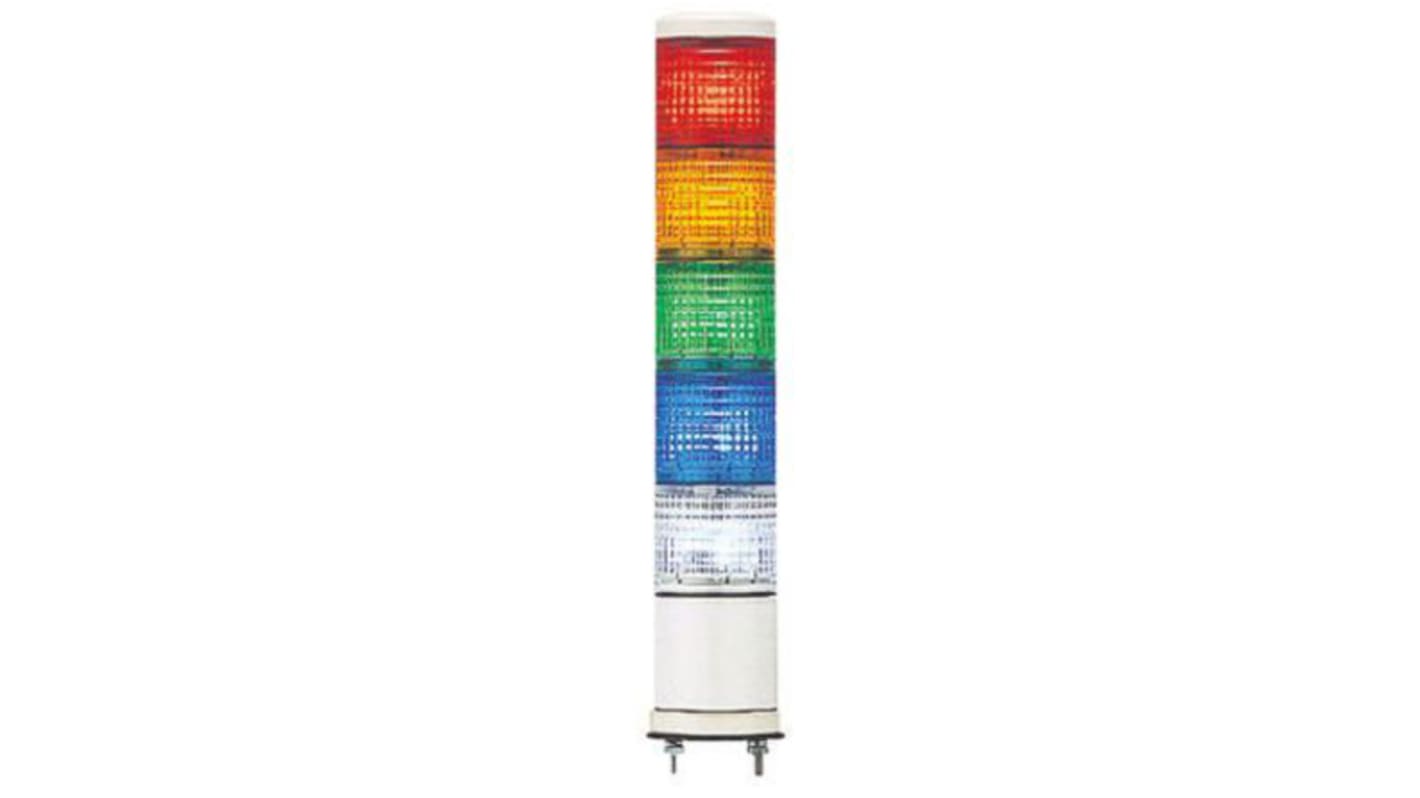 Columna de señalización Schneider Electric Harmony XVC6, LED, con 5 elementos Rojo/Verde/Ámbar/Azul/Transparente, 85dB