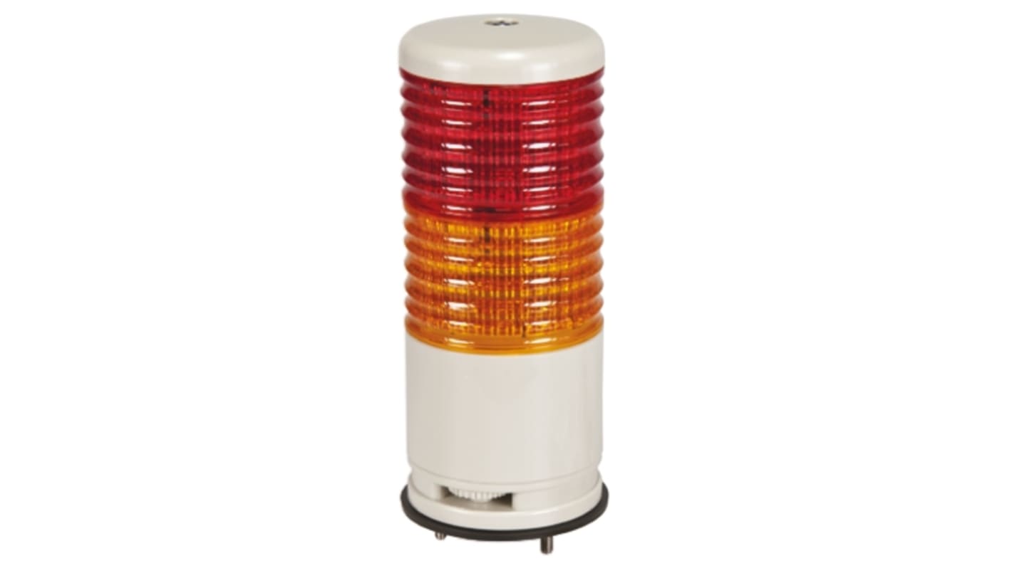 Colonnes lumineuses pré-configurées à LED Feu Flash, Fixe, Rouge / Ambre avec Buzzer, série Harmony XVC6, 24 V