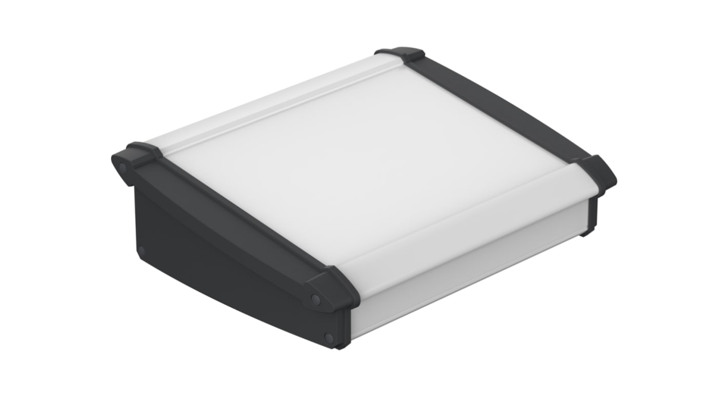 Bopla Alu-Topline Series Black, Natural Anodised ABS, Aluminium Desktop Enclosure, Sloped Front, 200 x 181.2 x 68.2mm