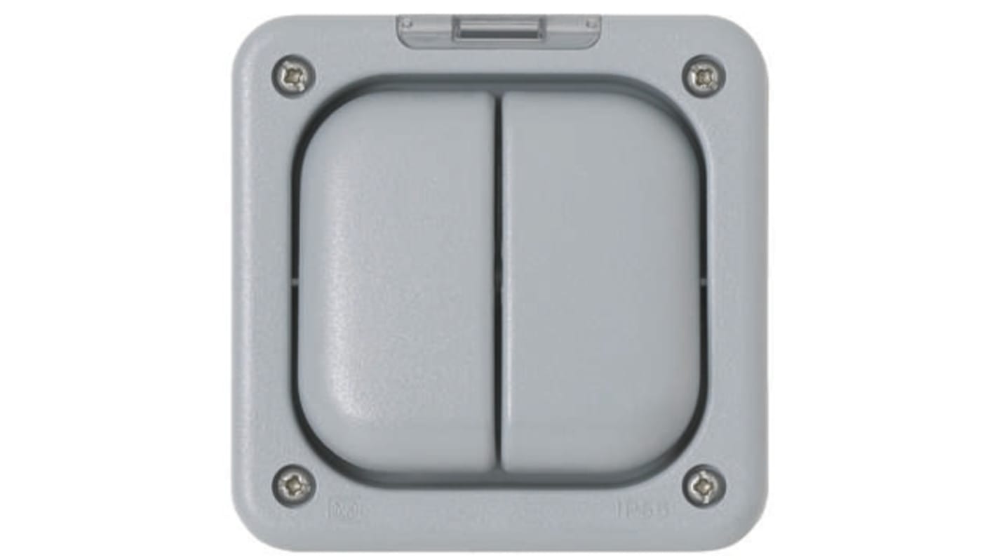 MK Electric Grey Outdoor Light Switch, 2 Way, 2 Gang, K56422GRY