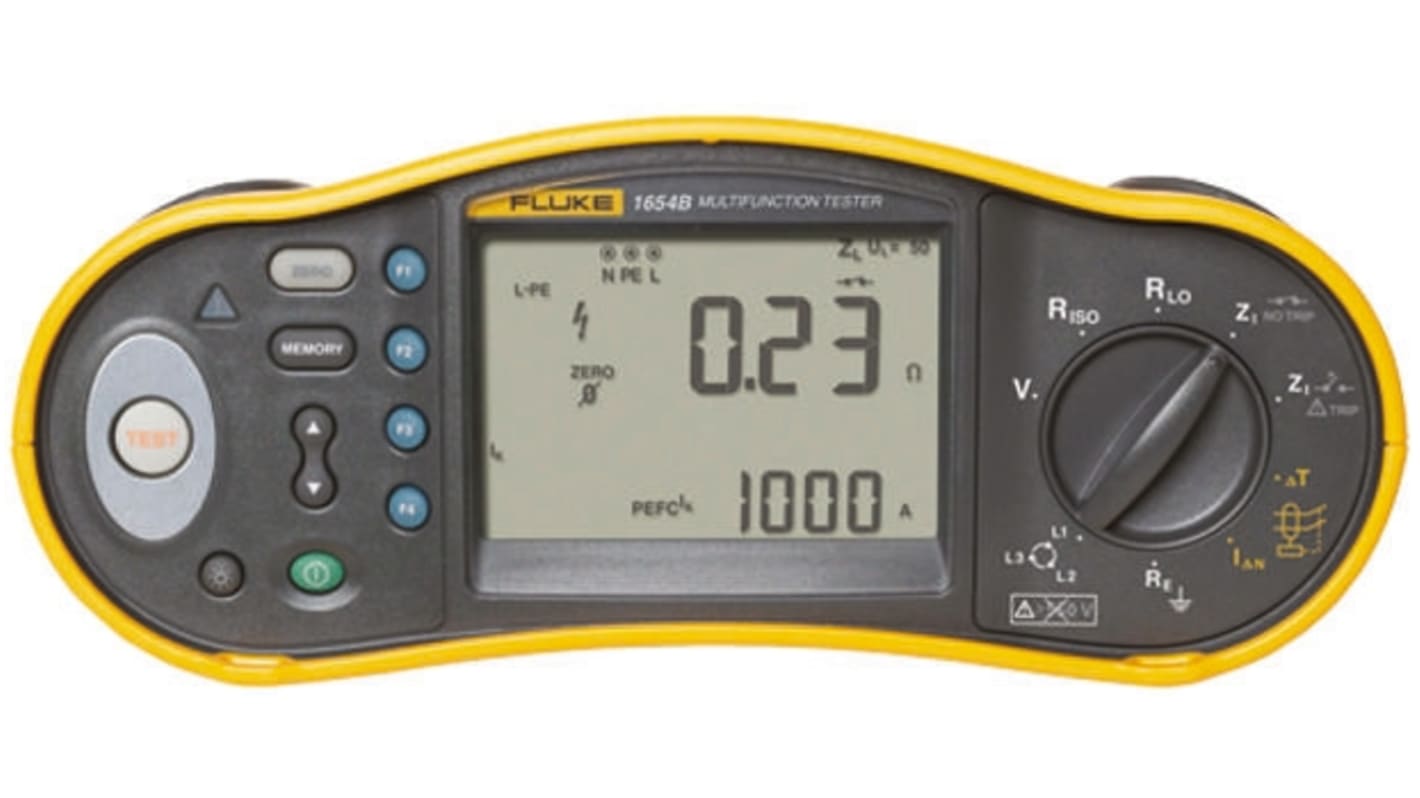 Fluke 1654B Installationstester 3-Draht autom.RCD Test Ohne Auslösung 50 V, 100 V, 250 V, 500 V, 1000 V RCD Rampentest