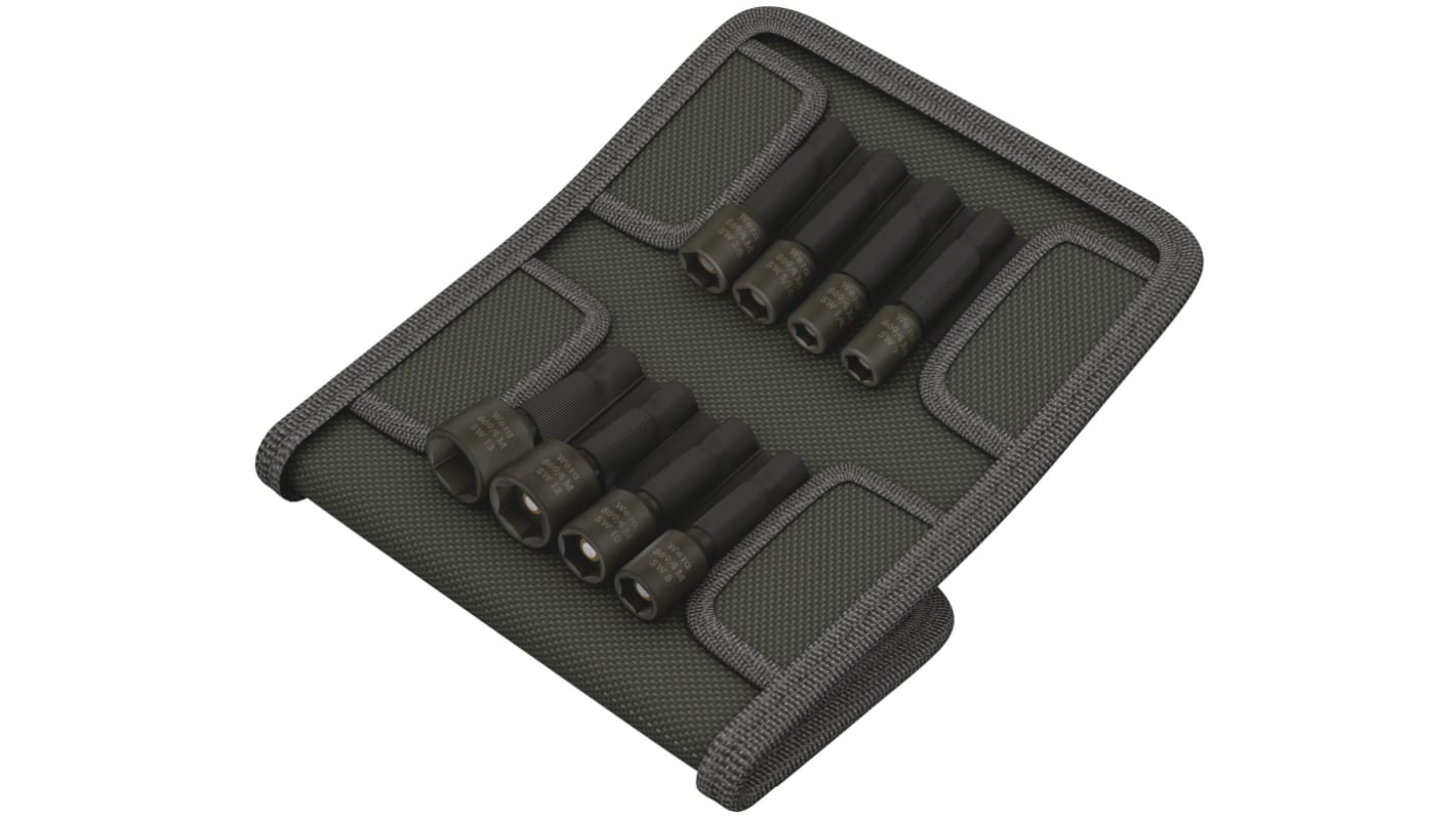 Wera 8-Piece Imperial, Metric 1/4 in Bit Socket Set , Hex Bit