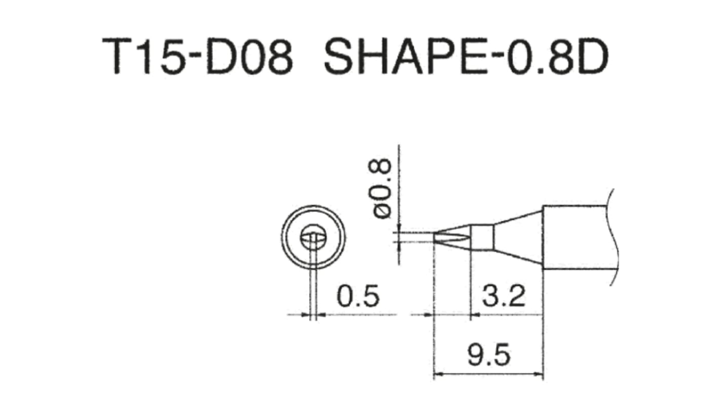 Panne de fer à souder Hakko, Ciseau droit, série T15, 0.8 mm