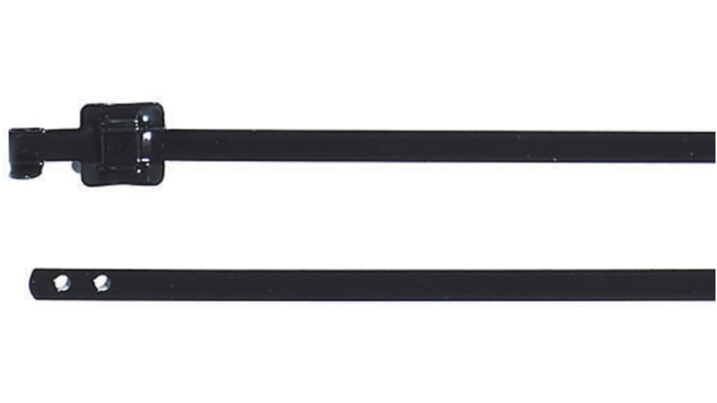 HellermannTyton Cable Tie, Releasable, 430mm x 5.26 mm, Black Polyester Coated Stainless Steel, Pk-100