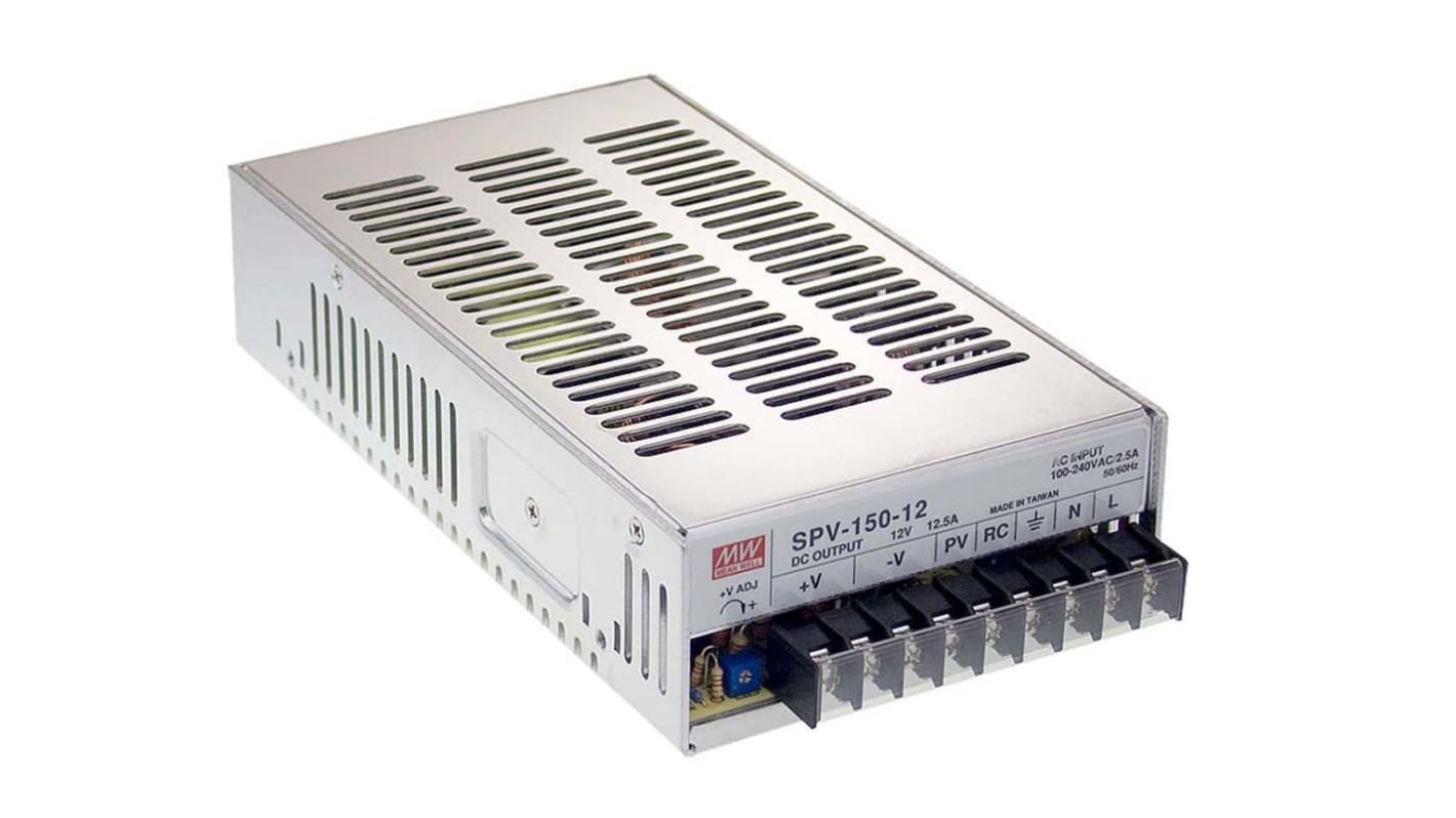 MEAN WELL Switching Power Supply, SPV-150-12RS, 12V dc, 12.5A, 150W, 1 Output, 124 → 370 V dc, 88 → 264 V