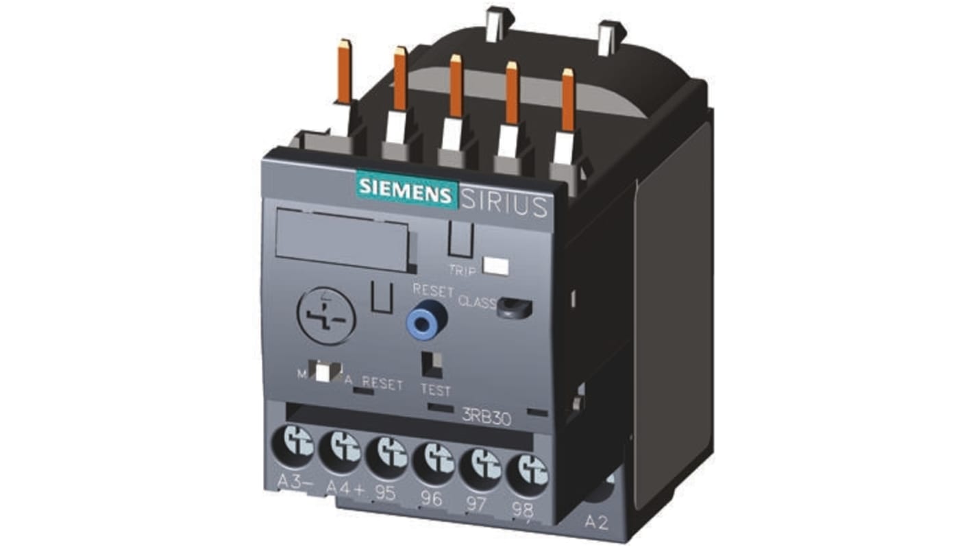 Siemens SIRIUS Innovation 3RB Halbleiter-Überlastrelais 0,37 kW, 3P 1 Schließer, 1 Öffner / 1,25 A, 64.7mm x 45mm