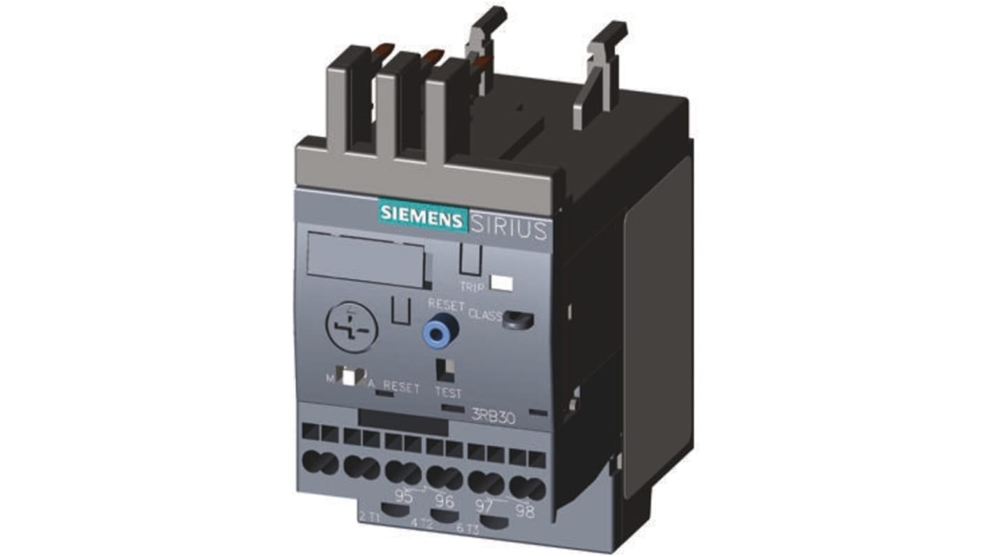 Siemens 3RB Solid State Overload Relay 1NO + 1NC, 1 → 4 A F.L.C, 4 A Contact Rating, 1.5 kW, 3P, SIRIUS