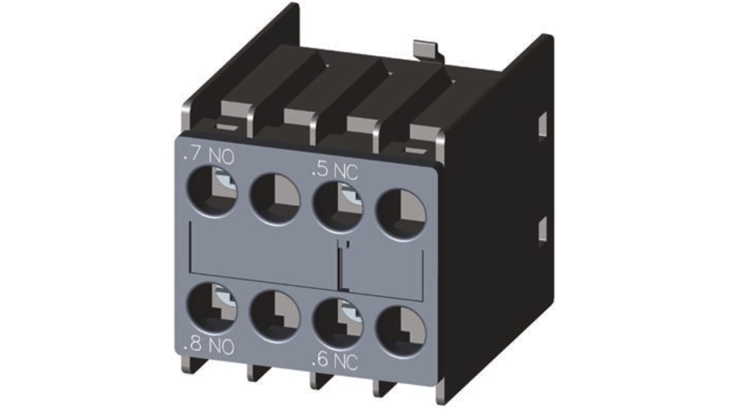 Contatto ausiliario Siemens, 2 contatti, 1 N/C + 1 N/A, montaggio a innesto, serie 3RH2