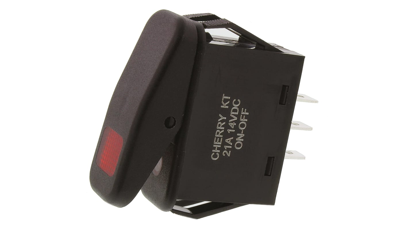 Interruptor de balancín, KTG2ALB2BBBRN1, Contacto SPST, On-Off, 20 A, Iluminado, Negro, IP56