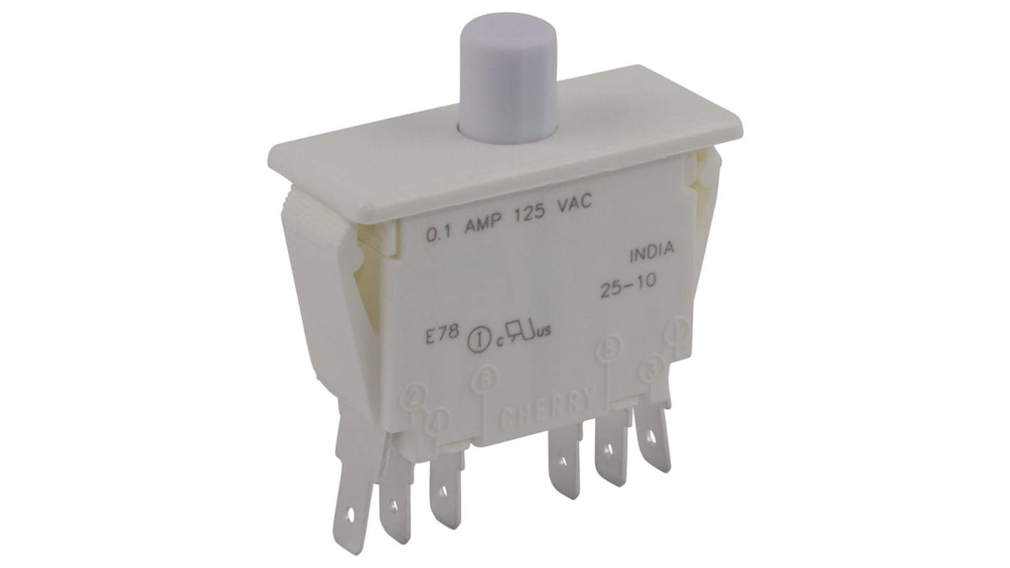 Ajtó mikrokapcsoló, Gomb, DPDT, 100 mA 125 V AC esetén, -40 → +85°C