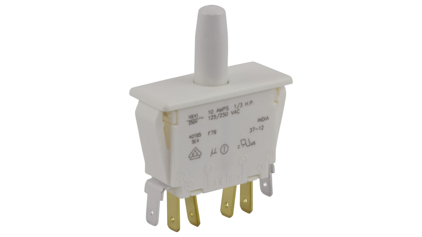 Microinterruptor de Puertas, tipo Botón, DPDT 10 A a 250 V ac, -40 → +85°C