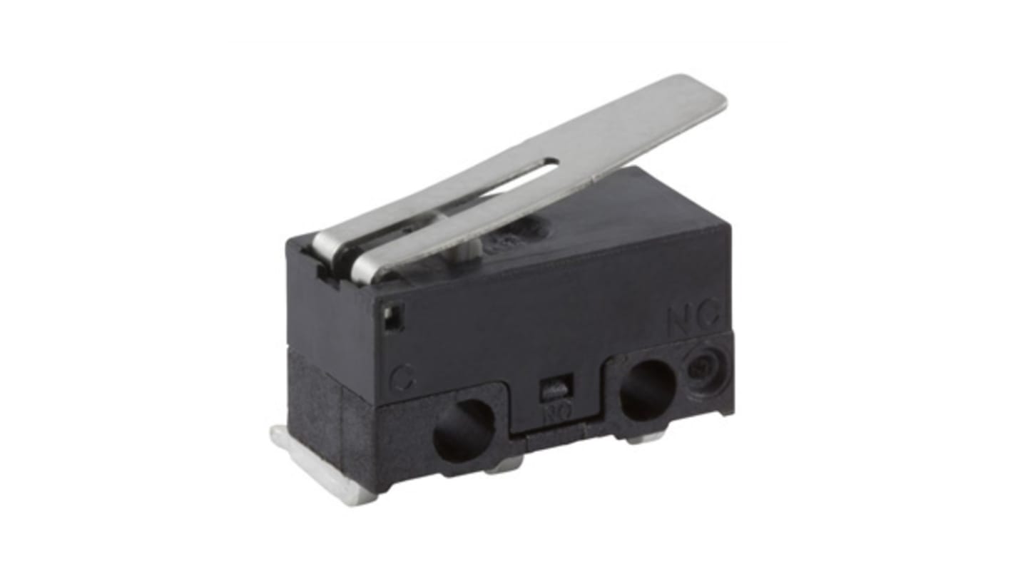 ZF Hinge Lever Micro Switch, Left Angle PCB Terminal, 3 A @ 125 V ac, SPDT